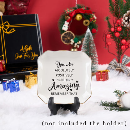 Birthday Gifts for Women Ring Jewelry Dish Tray, You Are Amazing Gifts for Women Friend Coworker Mom Sister Teacher Retirement Thank You Cheer Up Inspirational Encouragement Gift for Woman