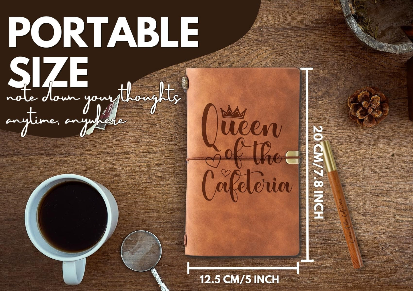 InnoBeta Lunch Lady Gifts for Women, Lunch Lady Journal and Pen Vegan Leather Refillable Notebook, Sketchbook, Travel Diary, 7.8x5 Inches