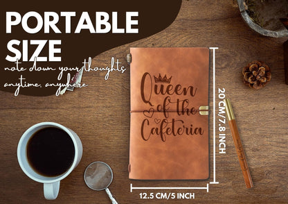 InnoBeta Lunch Lady Gifts for Women, Lunch Lady Journal and Pen Vegan Leather Refillable Notebook, Sketchbook, Travel Diary, 7.8x5 Inches
