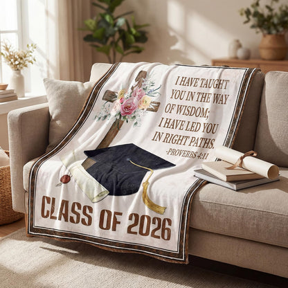 HunnmingRe 2026 Christian Graduation Gifts Throw Blanket 60"x50", Class of 2026 College Graduation Gift for Him Her, Inspirational Religious Gifts for College High School Graduate