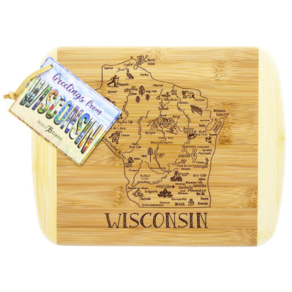 Totally Bamboo A Slice of Life Wisconsin State Serving and Cutting Board, 11" x 8.75"