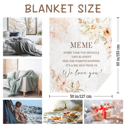 Meme Gifts, Gifts for Meme, Meme Birthday Gifts, Meme Blanket 60" x 50", Meme Gifts for Grandma, Meme Gifts from Grandkids, Meme Gifts for Christmas/Mother's Day