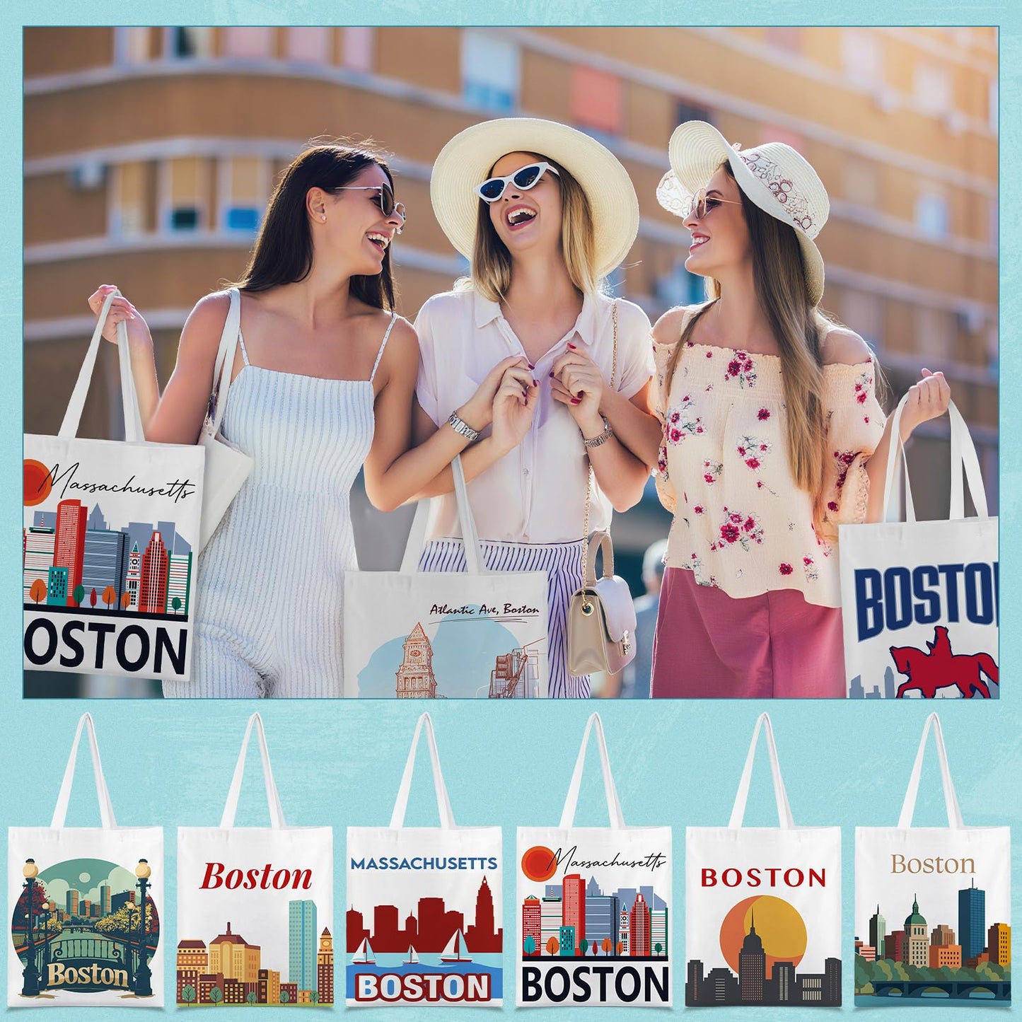 Paterr 9 Pcs City Souvenirs Gifts New York Tote Bag Bulk San Francisco Canva Tote Boston Chicago Souvenirs for Women Travel