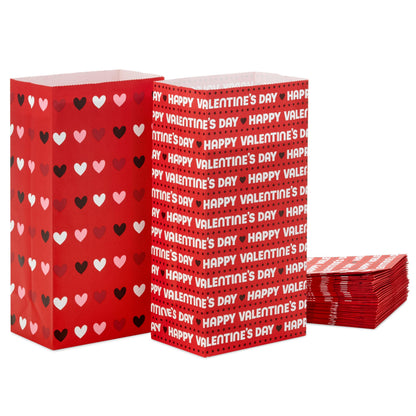 Hallmark Valentine's Day Paper Treat Sacks (30 Bags: Happy Valentine's Day, Hearts) for Classroom Parties, Valentines, Kids, Coworkers