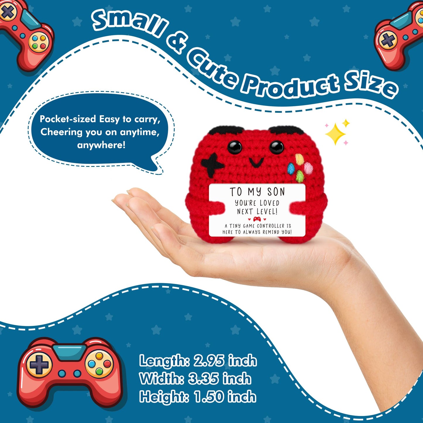 Crochet Game Controller Son Graduation Gifts from Mom Dad, Mothers Day Birthday Fathers Day Graduation Gifts for Son, Cute Handmade Crochet Game Controller Decor, Boy Room Decor for Bonus Son