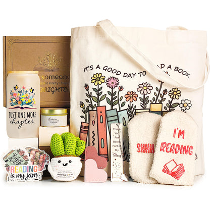 MHSMHL Book Lovers Gifts for Women, Gifts for Book Lovers Women, Bookish Gift for Readers, Reading Accessories Gift for Reading Club Present for Christmas Birthday White Elephant Secret Santa
