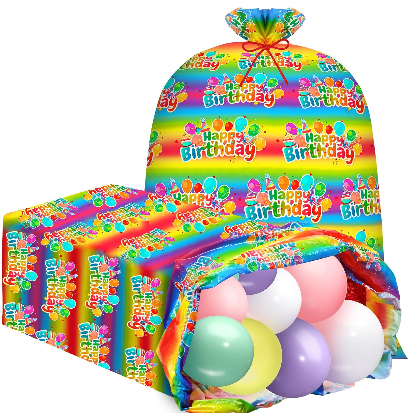 Yingzhao 2 Pcs 80 x 60 in Jumbo Bike Gift Bags Extra Large Rainbow Birthday Gift Bags Large Plastic Present Bags Gift Sack for Birthday Baby Shower Favors Holiday Bicycle Bag