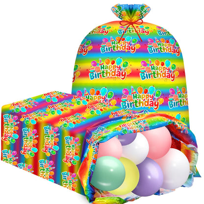 Yingzhao 2 Pcs 80 x 60 in Jumbo Bike Gift Bags Extra Large Rainbow Birthday Gift Bags Large Plastic Present Bags Gift Sack for Birthday Baby Shower Favors Holiday Bicycle Bag