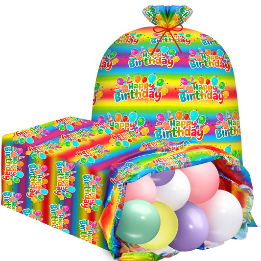 Yingzhao 2 Pcs 80 x 60 in Jumbo Bike Gift Bags Extra Large Rainbow Birthday Gift Bags Large Plastic Present Bags Gift Sack for Birthday Baby Shower Favors Holiday Bicycle Bag