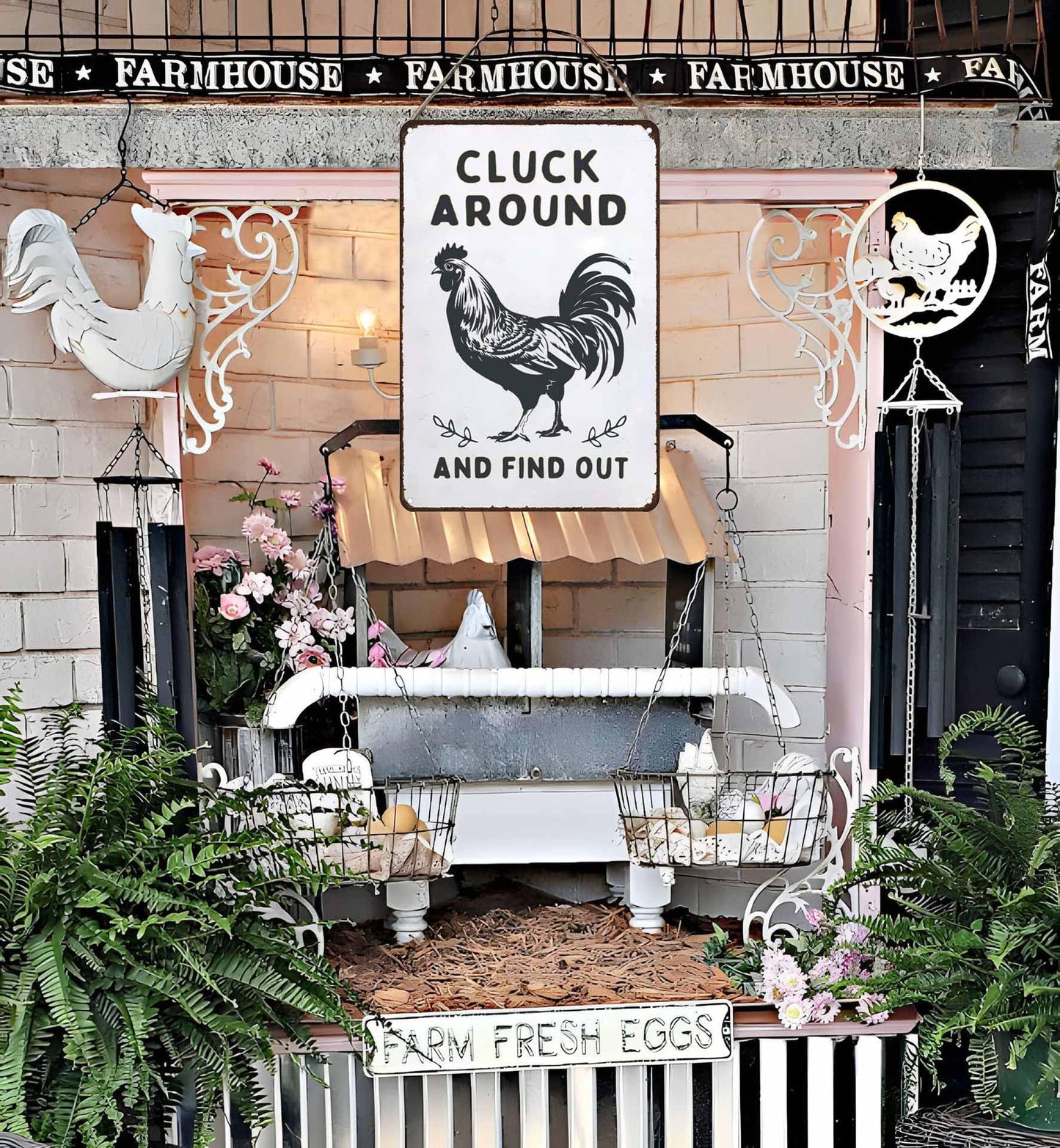 Smilelife Funny Chicken Gifts Chicken Cluck Around and Find Out Tin Sign for Home Farm Chicken Coop Farmhouse Kitchen Garden Decor 8 X 12 Inch (3020)