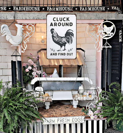 Smilelife Funny Chicken Gifts Chicken Cluck Around and Find Out Tin Sign for Home Farm Chicken Coop Farmhouse Kitchen Garden Decor 8 X 12 Inch (3020)