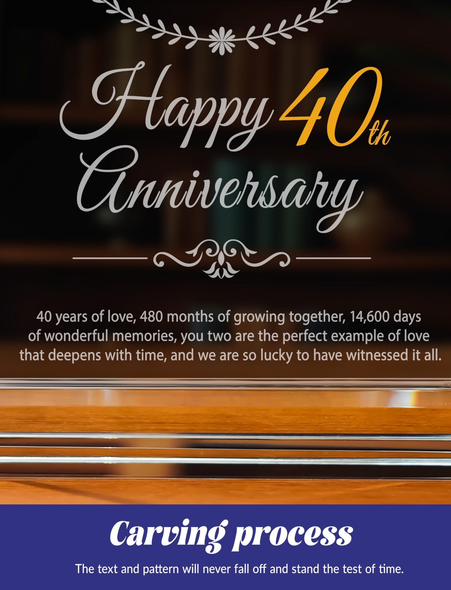 40th Wedding Anniversary Crystal Quartz Clock,40 Years of Marriage Gift,Happy Ruby Anniversary Decoration Gift,for Parents,Grandparents,Couple