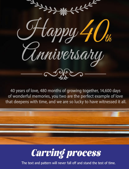 40th Wedding Anniversary Crystal Quartz Clock,40 Years of Marriage Gift,Happy Ruby Anniversary Decoration Gift,for Parents,Grandparents,Couple