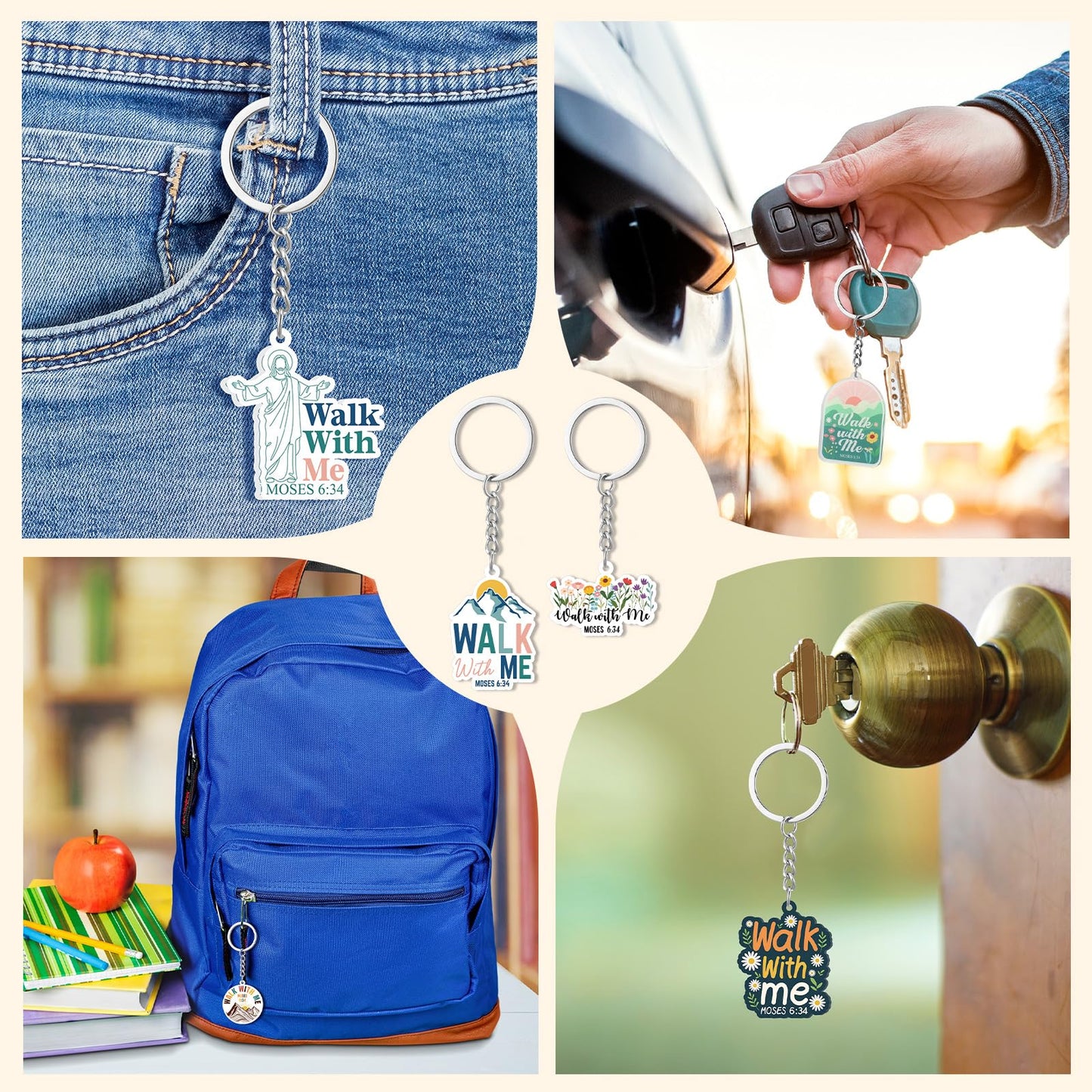 Kigeli 36 Pcs Walk with Me Acrylic Keychain Religious LDS Keychain Mormon Doctrine Keyring Gifts for Encouragement Women Men 2026 Lds Missionary Easter Gifts