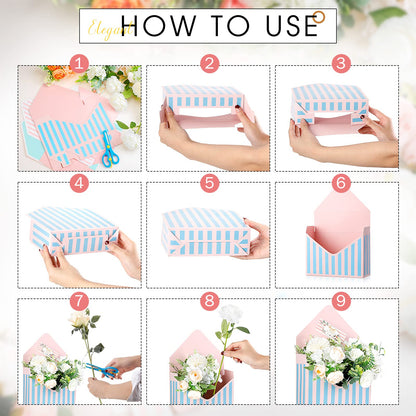 Geyee 16 Pcs Mother's Day Florist Bouquet Envelope Boxes Flower Bouquet Packaging Gift Paper Boxes Gift Wrapping Envelope Box Flower Bags for Graduation Valentines Wedding Party