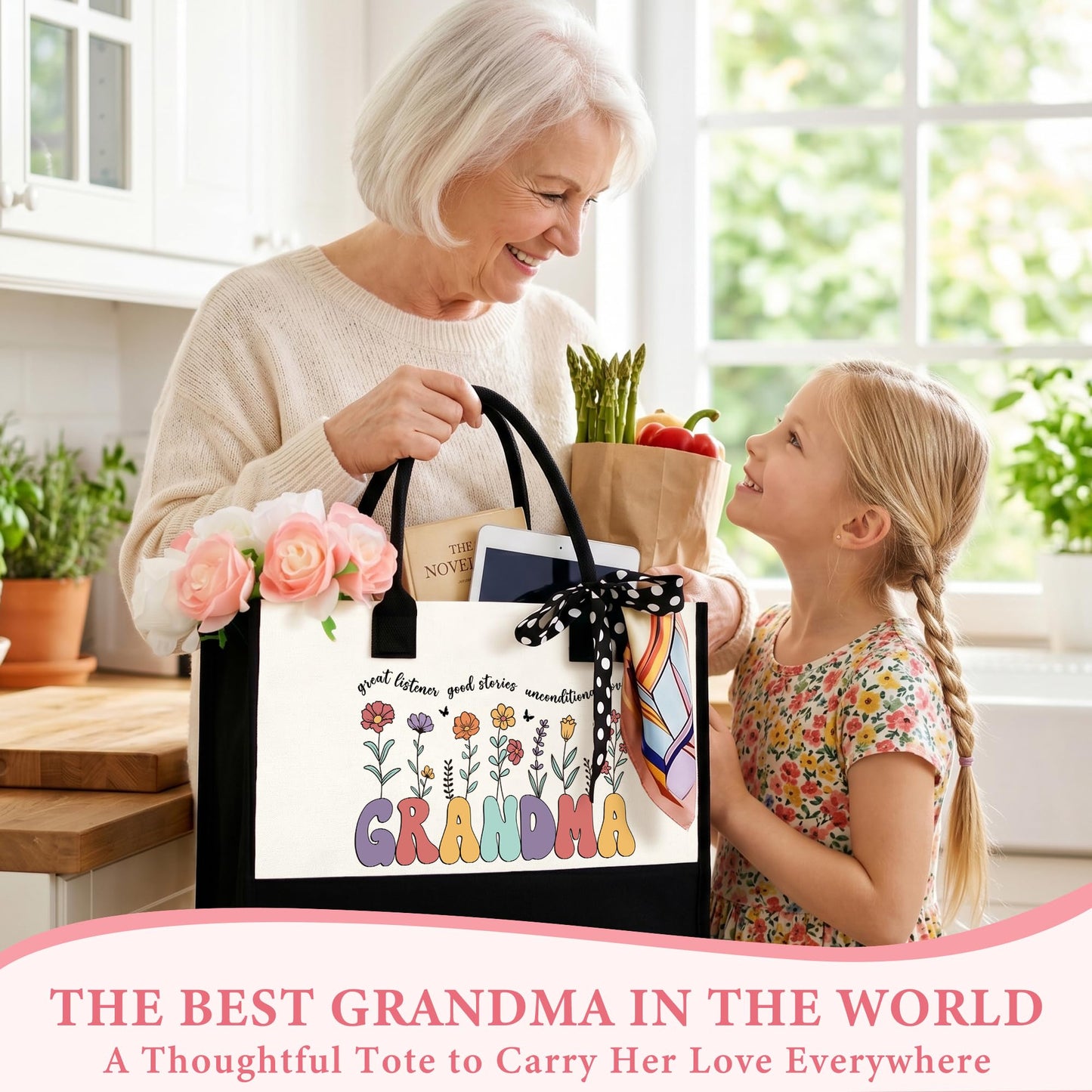Grandma Gifts for Grandma Birthday Gifts from Grandkids Unique New Grandmother Gift for Nana Gift Ideas for Grandmas Cool Presents for Grandmas Bracelet Tote Bag Cup Candle Socks Acrylic Puzzle