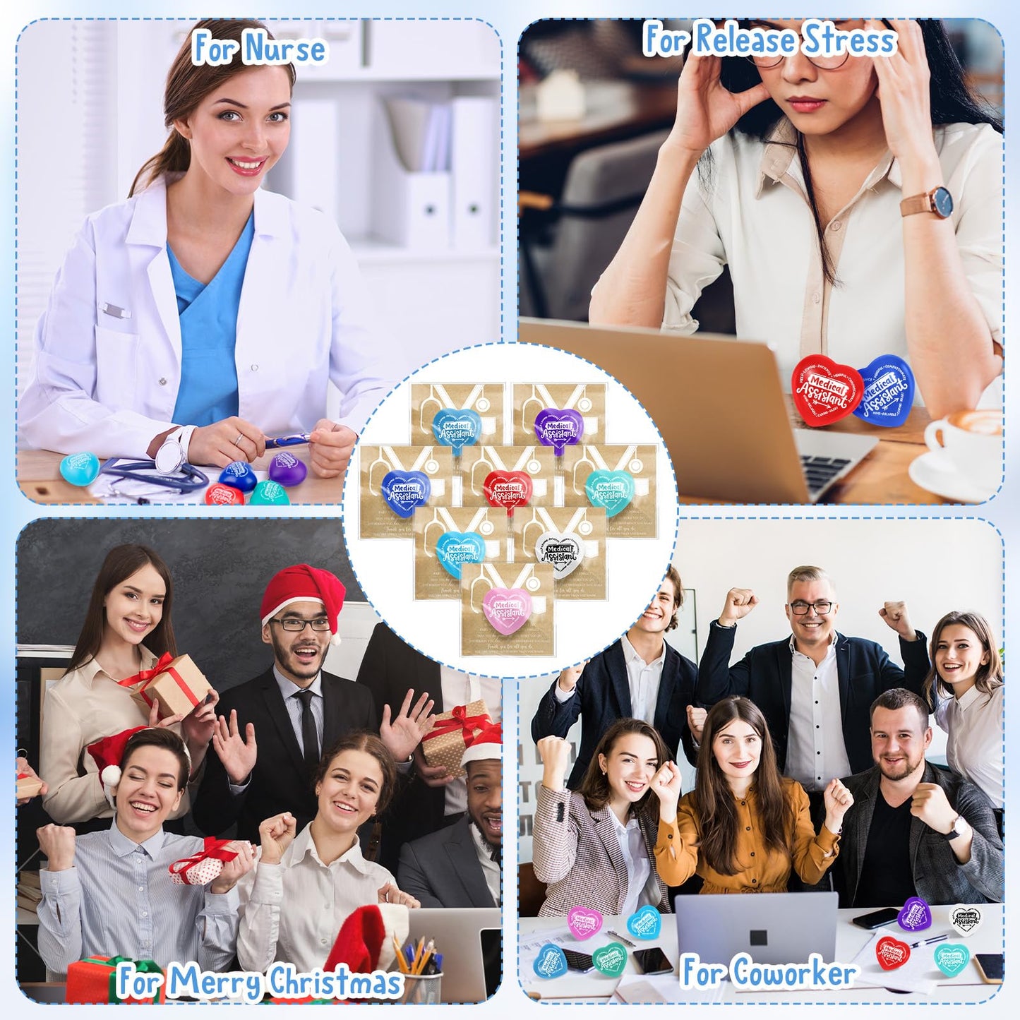 Arrowbash 20 Sets Medical Assistant Gifts Bulk 2026 Heart Stress Balls Ma Appreciation Gifts for Women Inspirational Squeeze Ball for Medical Assistant Coworker Team Birthday Party Gift