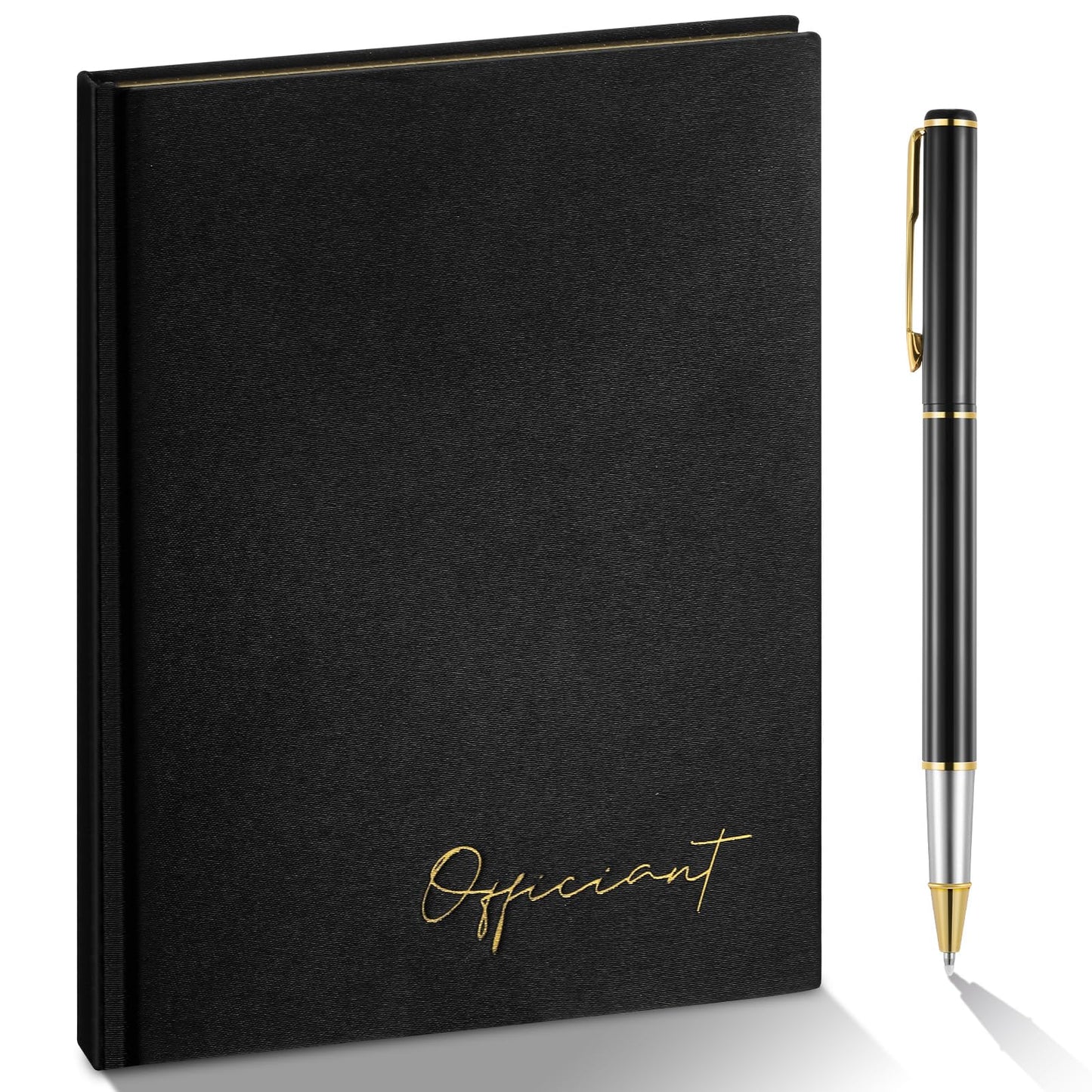 Engrowtic Black Wedding Officiant Book with Black Ink Pen 5.25 x 8.25 Inch Hardcover Journal Notebook with 192 Pages Officiant Gift Pastor Gift for Wedding Ceremony Sermon Minister (Classic)