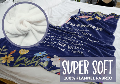 InnoBeta Mommom Gifts, Grandma Gifts for Mommom, Flannel Throw Blankets on Mother's Day, Christmas, Birthday, 50" x 65", Blue Flowers