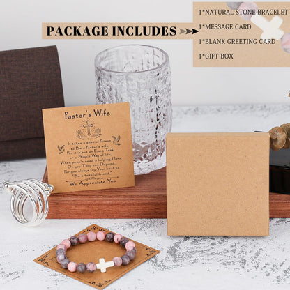 Boss/Boss Lady/Pastor Wife Appreciation Gifts for Women Natural Stone Beaded Bracelet Gifts for Her Christmas Birthday Present