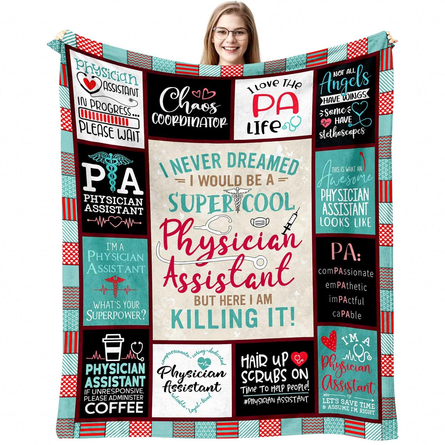 Physician Assistant Gifts Blanket 60"X 50", Physician AssistantGifts for Women, Birthday Gifts for a Physician Assistant, PA Student/School Presents