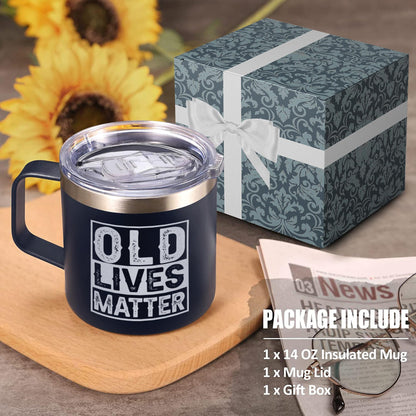 Old Lives Matter Mug Dad Tumbler - Old Man Gifts for Older Men Gag Gift for Older People Gifts for Elderly Men - Elderly People Seniors Birthday Fathers Day 14oz Stainless Steel Tumbler With Lid