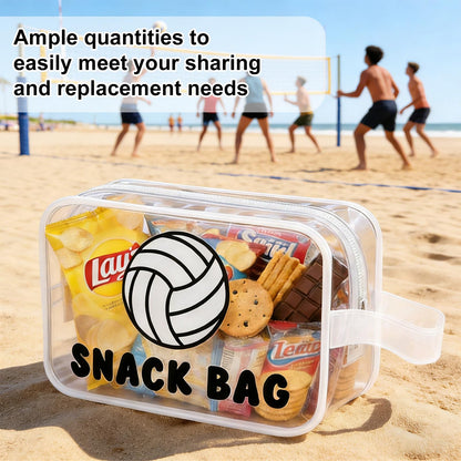 Goroovr 12 Pcs volleyball Snack Bags with Handles Zipper Reusable Sealed Stand-Up Goody Bags Clear PVC Waterproof volleyball party favors for Team Practice/Game Day, Gifts for volleyball Lovers, Players