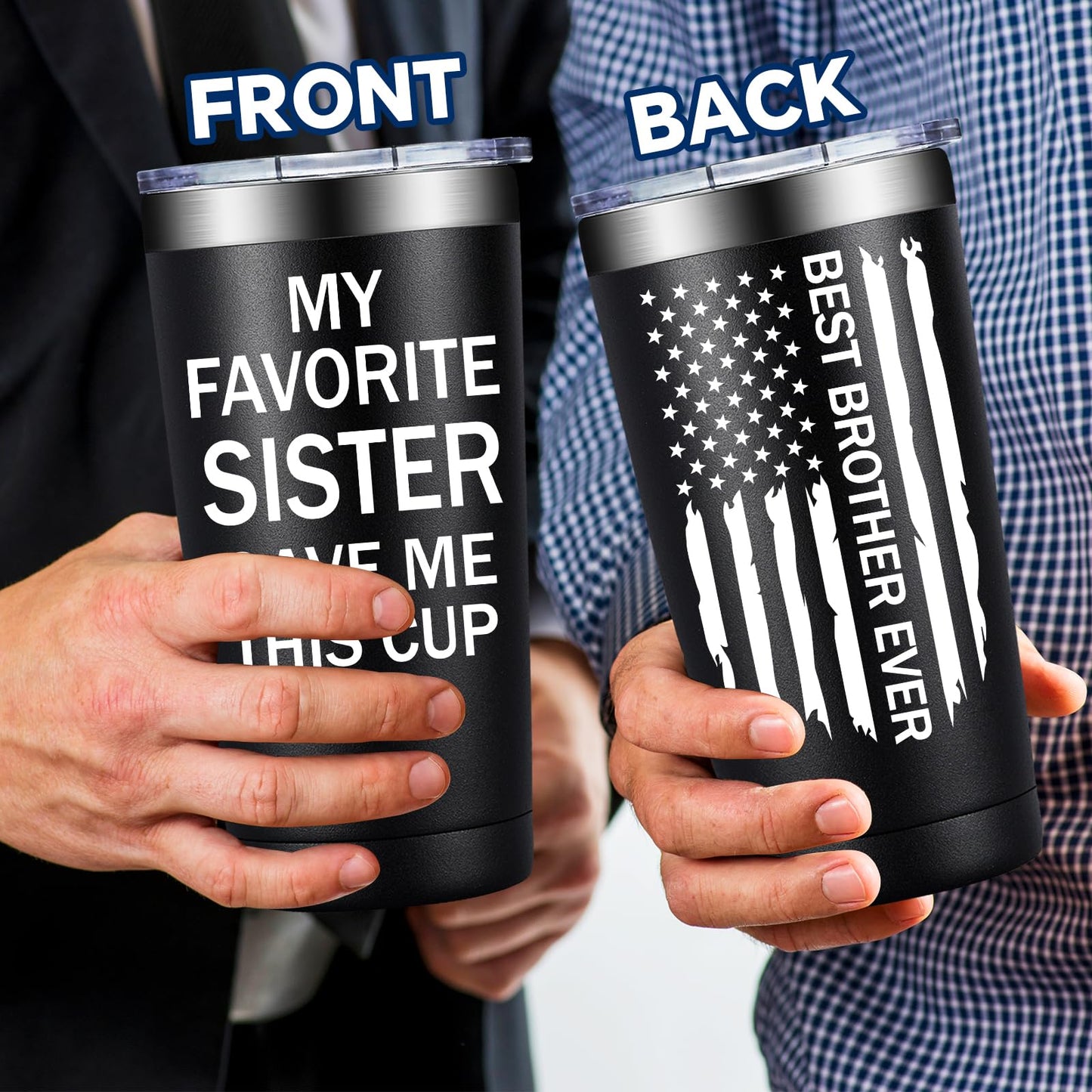 SpenMeta Brother Gifts from Sister - Funny Fathers Day Christmas Birthday Gifts for Brothers Adult - Best Brother Ever Gift - 20oz My Favorite Sister Gave Me This Cup