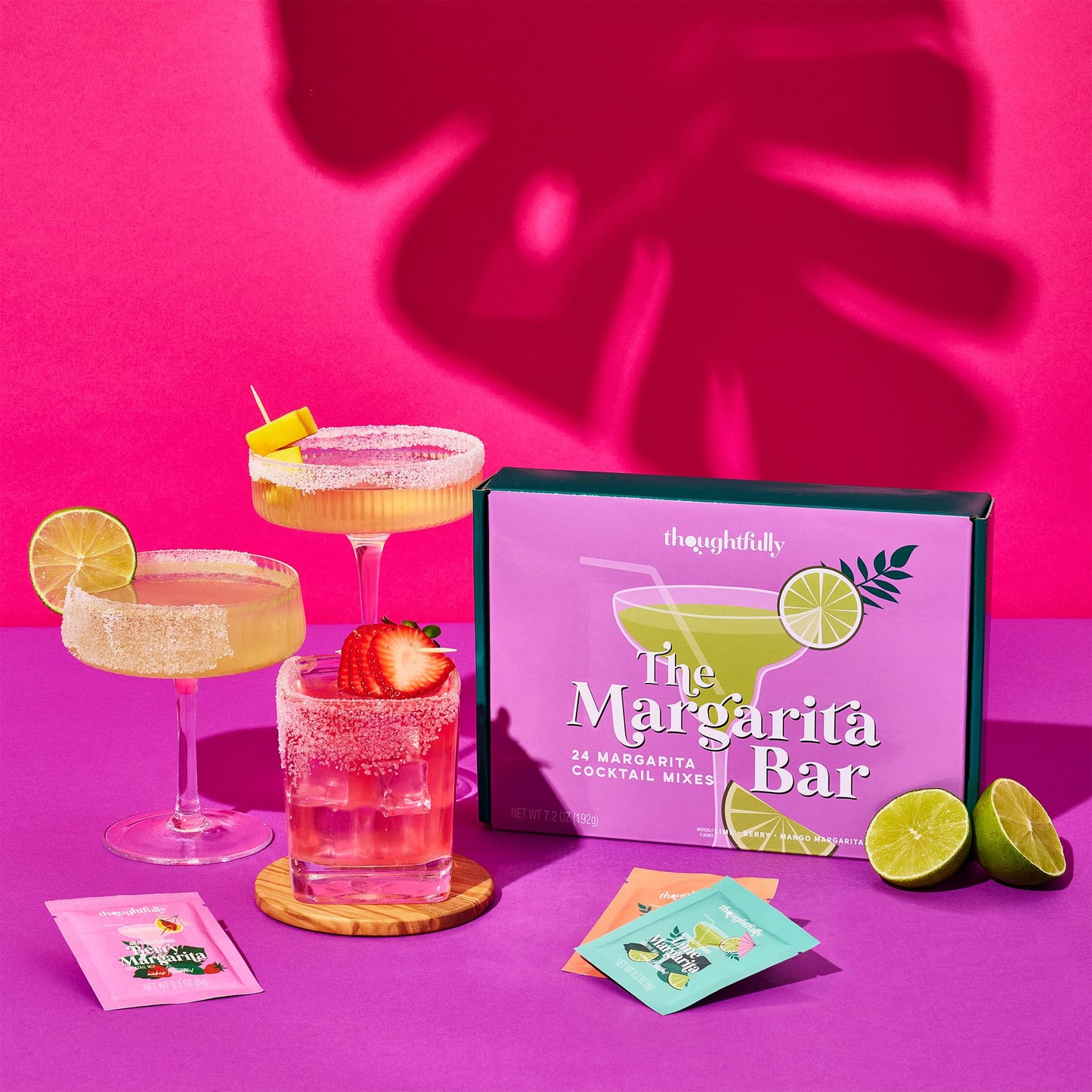 Thoughtfully, The Margarita Bar, Includes Powdered Drink Mix Packets in Mango, Lime, & Berry, Flavored Drink Mixers for Cocktails, Mocktails, Non-Alcoholic Drinks, Margarita Gifts, Palomas, Set of 24
