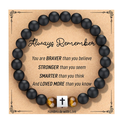 AryaHozel Beaded Cross Bracelet for Men & Boys - First Communion/Confirmation Gifts for Boys, Mens Gifts for Birthday, Graduation, Father's Day, Christmas, Valentine's Day, Easter...