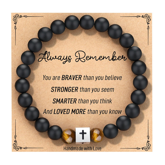 AryaHozel Beaded Cross Bracelet for Men & Boys - First Communion/Confirmation Gifts for Boys, Mens Gifts for Birthday, Graduation, Father's Day, Christmas, Valentine's Day, Easter...
