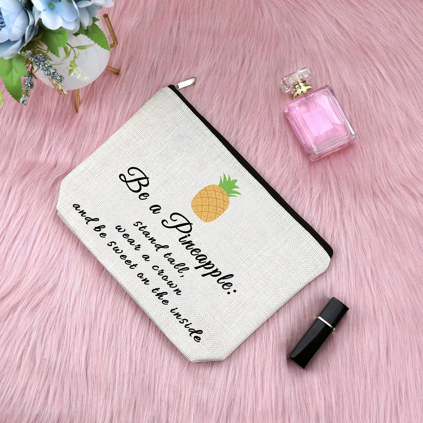 Sfodiary Pineapple Lovers Gifts Makeup Bag Inspirational Birthday Gift for Daughter Pineapple Gifts for Women Teens Encouragement Gift for Her Motivational Graduation Gifts Travel Cosmetic Pouch