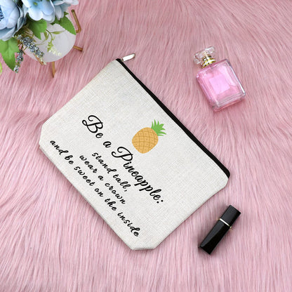 Sfodiary Pineapple Lovers Gifts Makeup Bag Inspirational Birthday Gift for Daughter Pineapple Gifts for Women Teens Encouragement Gift for Her Motivational Graduation Gifts Travel Cosmetic Pouch