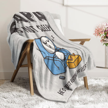 Funny Fathers Day Papa Gifts, Papa is Not Sleeping Blanket Gift from Grandkids Daughter Son, Birthday Gifts for Papas Dad Grandpa, Flannel Throw for Couch and Naps, 60‘’ x 50‘’ （Gray）