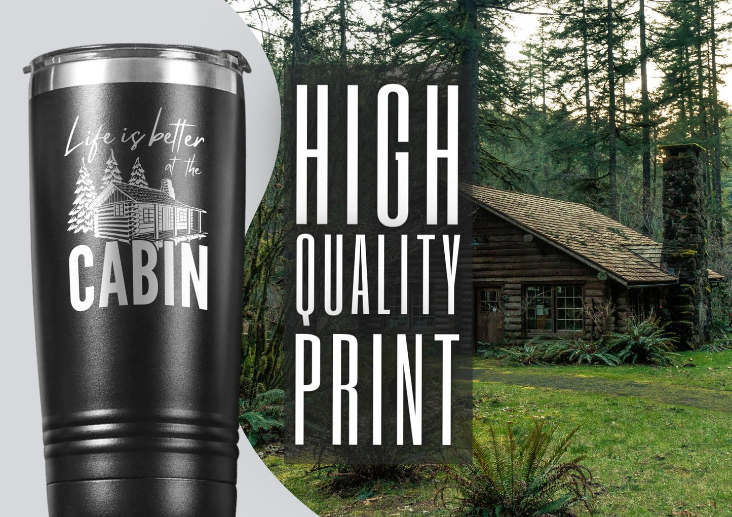 Onebttl Gifts for Cabin Owners, Cabin Gifts for Men, Life is Better at the Cabin Cup, 20oz Cabin Lover Gifts Stainless Steel Tumbler Cup with Lid, Double Wall Vacuum Insulated Travel Coffee Mug