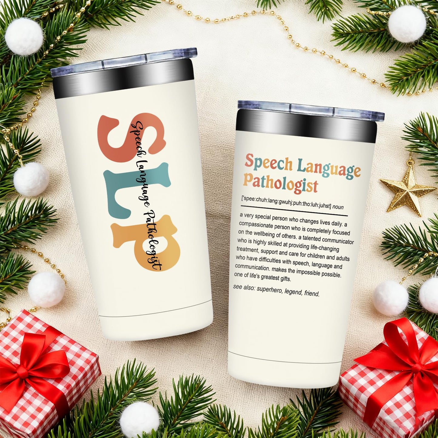 SpenMeta SLP Gifts for Women - Speech Language Pathologist Gifts - Speech Therapist Appreciation Thank You Gift, 20oz Tumbler Cup