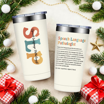 SpenMeta SLP Gifts for Women - Speech Language Pathologist Gifts - Speech Therapist Appreciation Thank You Gift, 20oz Tumbler Cup