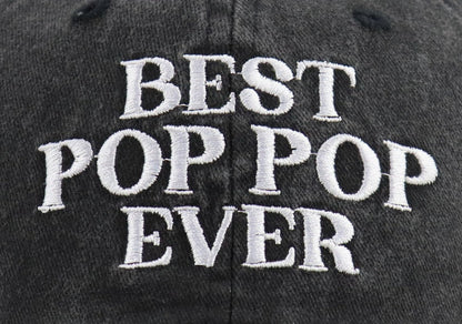 Best Pop Pop Ever Hats for Men Grandpa, Funny Adjustable Cotton Embroidered Dad Baseball Cap