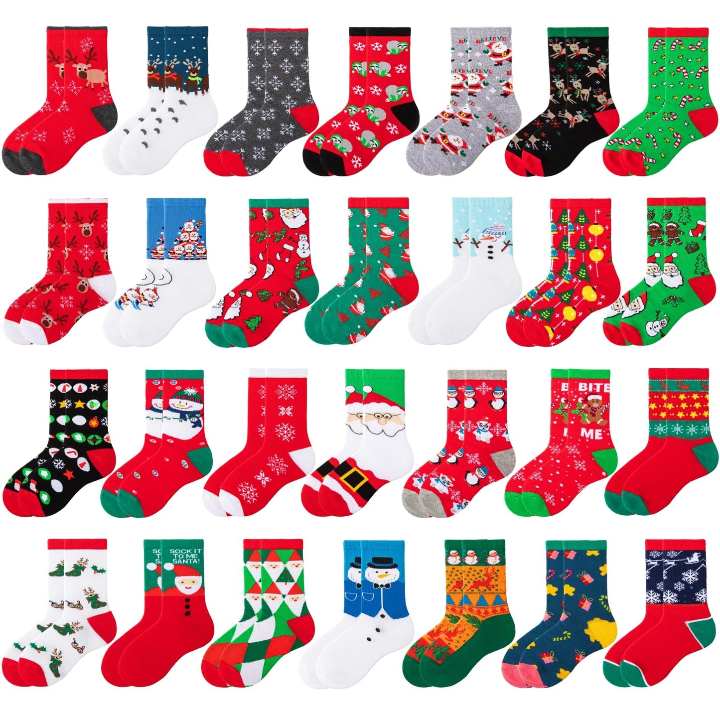 MarJunSep 28 Pairs Women's Christmas Holiday Socks Bulk for Unisex Adults Family Christmas Gifts Exchage Stocking Stuffers