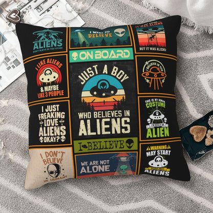 Alien Gifts - Funny Alien Gift for Men - UFO Gifts - Ancient Aliens Merchandise - Alien Stuff - Birthday Gift for Alien Lovers - Alien Decor Throw Pillow Cover 18"X 18"