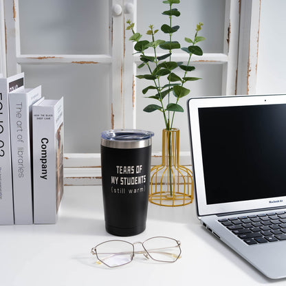 ARIABLE Tears of Students Coffee Mug - Funny Gifts for Teacher - 20 Ounce Engraved Stainless Steel Insulated Tumbler, Black