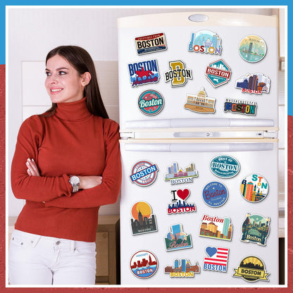 Konohan 30 Pcs Boston Souvenirs Gifts Boston Magnet for Refrigerator City Magnetic Refrigerator Stickers for Home Decoration
