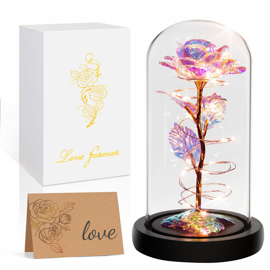 Childom Mothers Day Mom Gifts for Mom,Birthday Gifts for Women Moms Grandma,Flowers for Delivery Prime,Colorful Light Up Rose in A Glass Dome,Anniversary Valentines Roses Gift for Her Wife Daughter