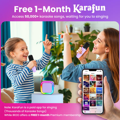 IROO Mini Karaoke Machine for Kids, 2026 TOP Toys Birthday Gifts Ideas for Girls Ages 4, 5, 6, 7, 8, 9, 10, 12+ Years Old, Portable MP3 Player with 2 Wireless Mics for Family Home Party