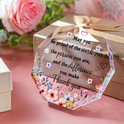 Yinder Thank You Gifts for Women Appreciation Gifts for Coworker Employee Nurse Teacher Leader Boss Inspirational Quotes Acrylic Desk Decor for Home Office Farewell Retirement