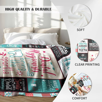 ZWERIVP Dental Hygienist Gifts for Women, Gifts for Dental Hygienist, Dental Hygiene Present, Dental hygien Birthday Present for Women, Dental Hygienet Appreciation Throw Blanket 60"X50"