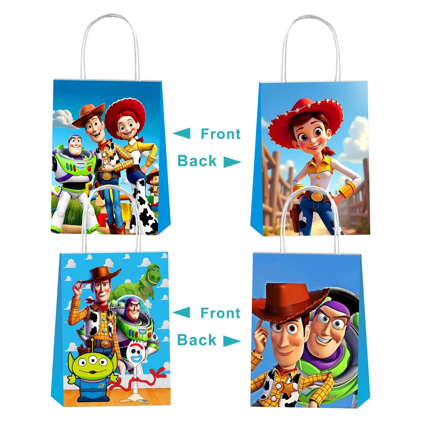 Kuailaihai 12pcs Cartoon For Toy Inspired Story Party Gift Bags with Handles,Cartoon Birthday Party Supplies for Party Decorations.