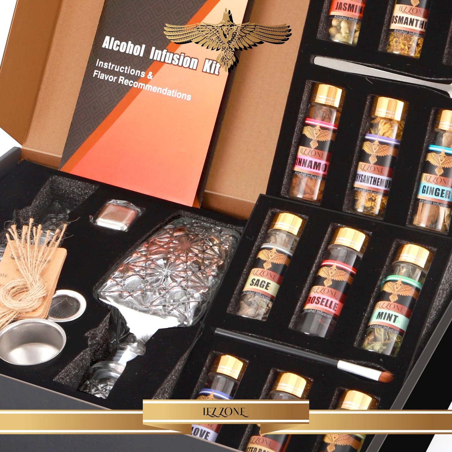 Alcohol Infusion Kit for Infusing Whiskey, Gin, Rum, Tequila, Vodka, Make Your Own Flavored Spirits with Natural Ingredients - Whisky Gift for Father's Day,Primium Anniversary|Valentine's Day|Birthday Gift for Men, Husband