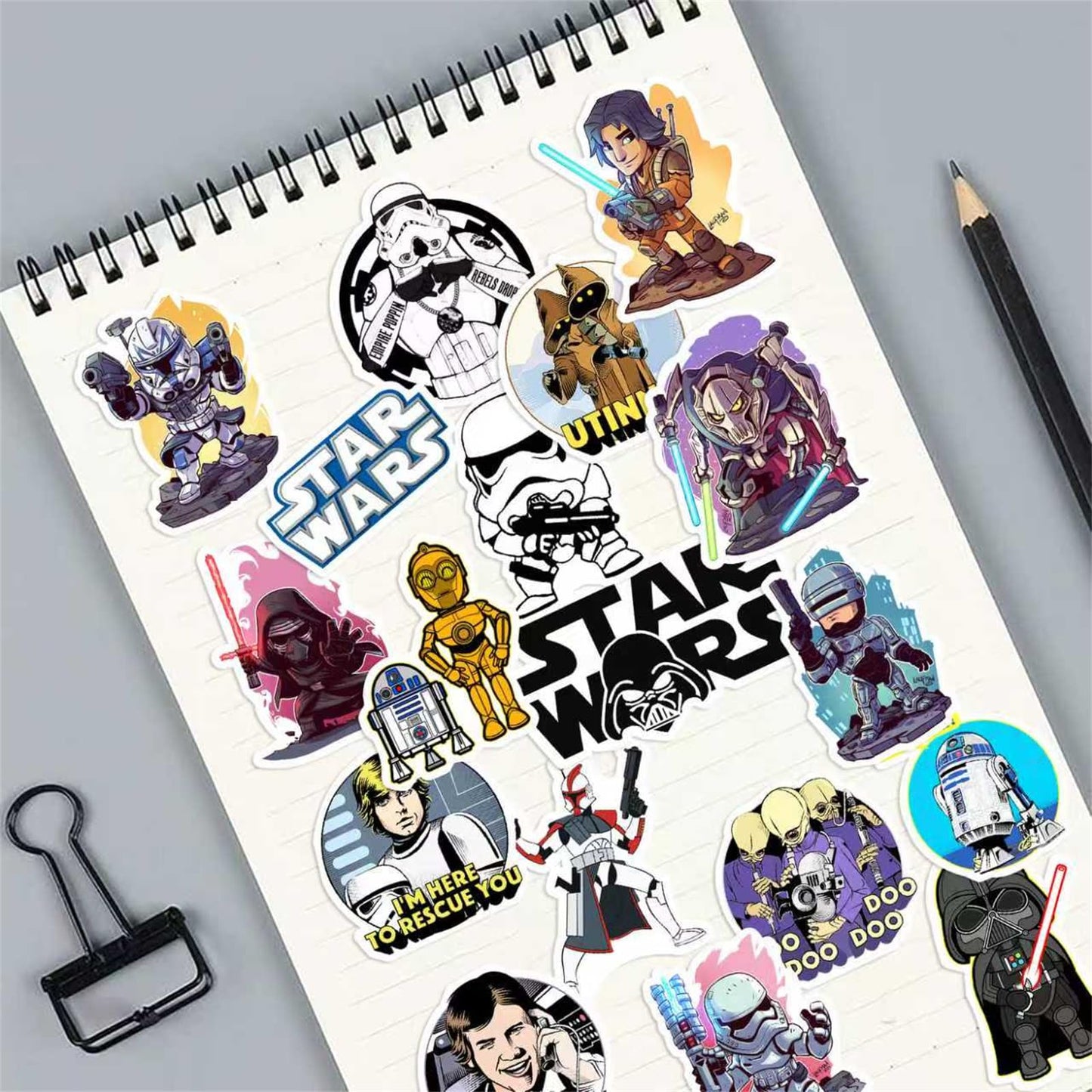 100PCS Star Wars Stickers Water Bottle Stickers Laptop Computer Bedroom Wardrobe Car Skateboard Motorcycle Bicycle Mobile Phone Luggage Guitar DIY Decal