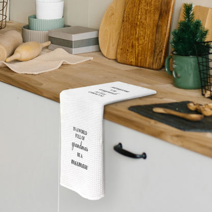 Meemaw Gifts Kitchen Dish Towels 16x24 Inch, Grandma Gifts for Christmas Birthday from Grandkids, in a World Full of Grandmas Be a Meemaw Decorative Hand Towel Tea Towels for Kitchen Bathroom
